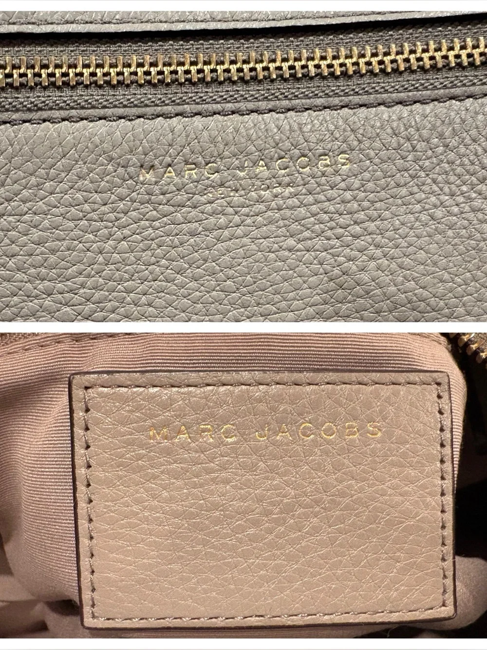 Marc Jacobs Pebbled Leather Hobo Shoulder Bag Neutral Taupe Gold Hardware EUC